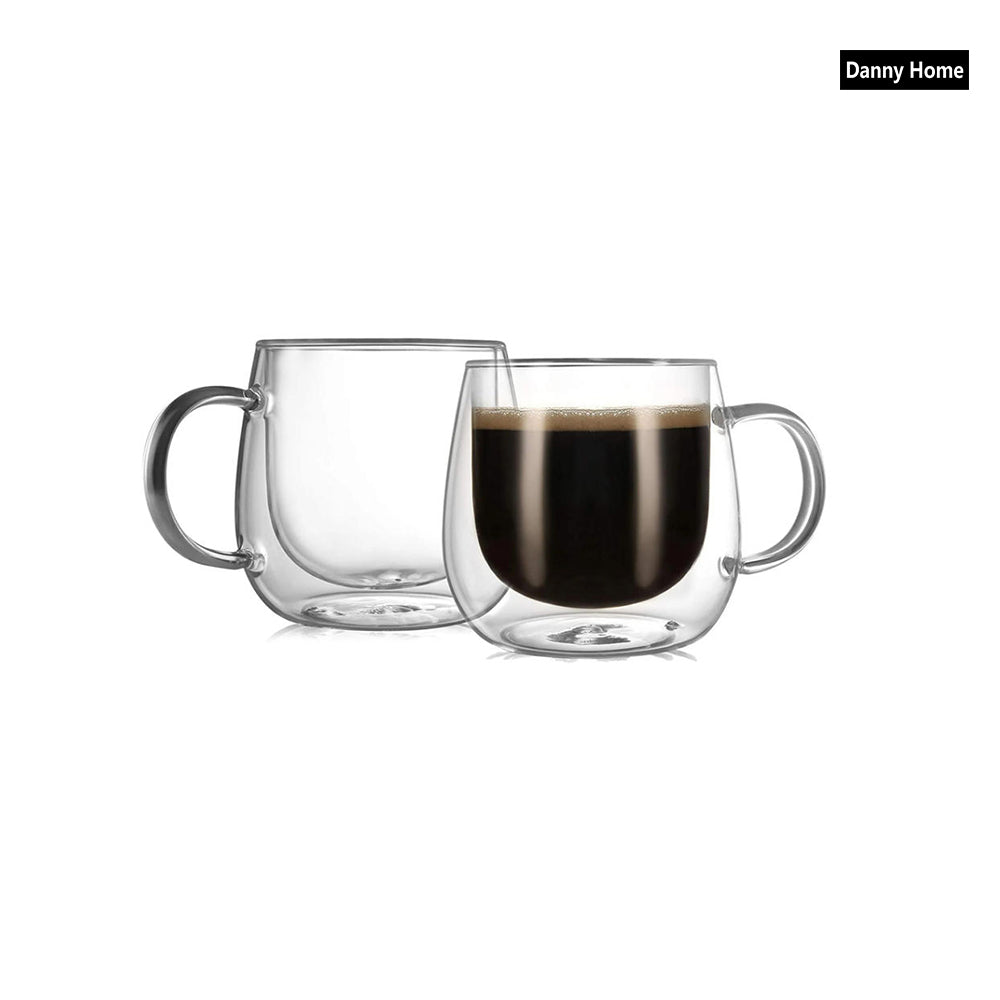 80ml 2-Pcs Danny Home Double Walled Espresso Glasses With Handle Set